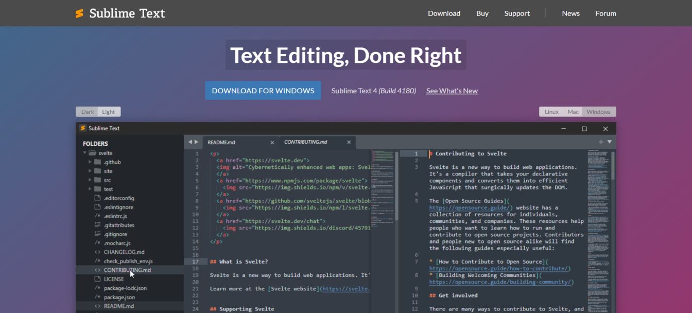 Sublime Text designing tool